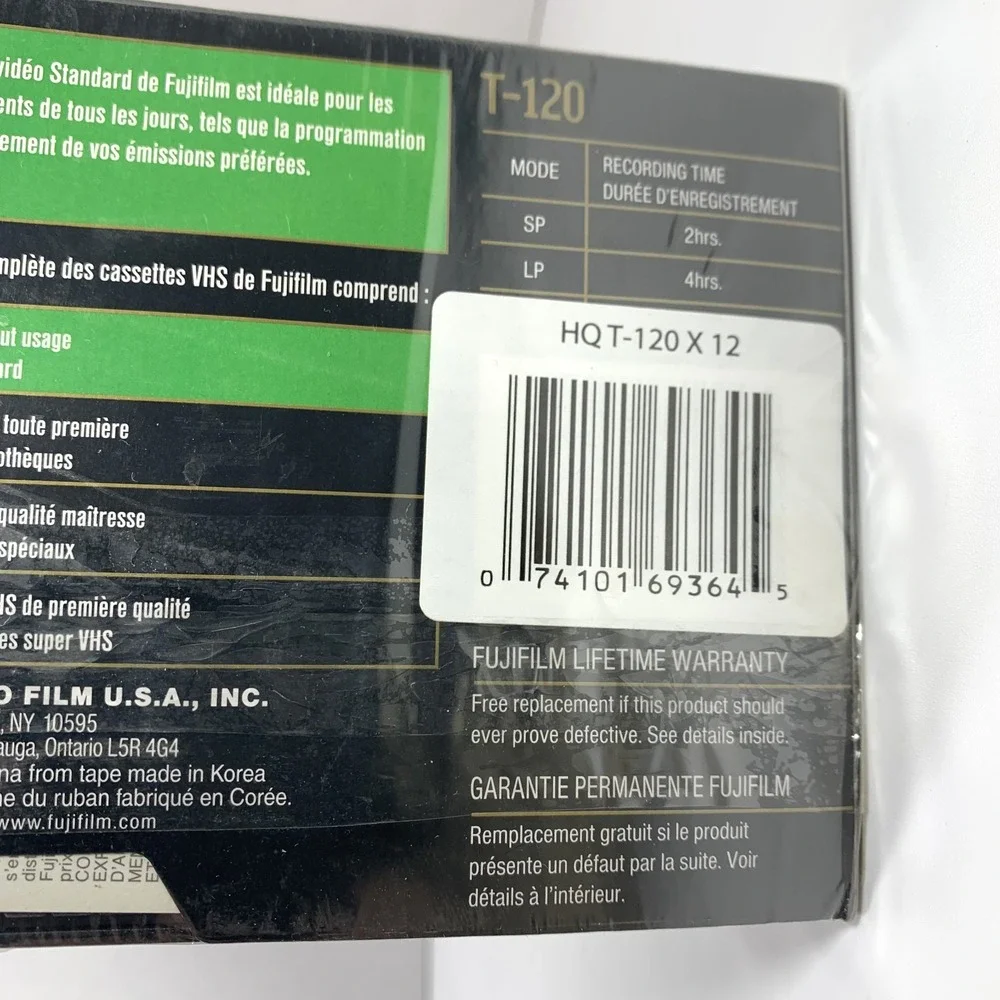 Fujifilm HQ T-120 Blank VHS Tape 6 hour 12‎ Pack